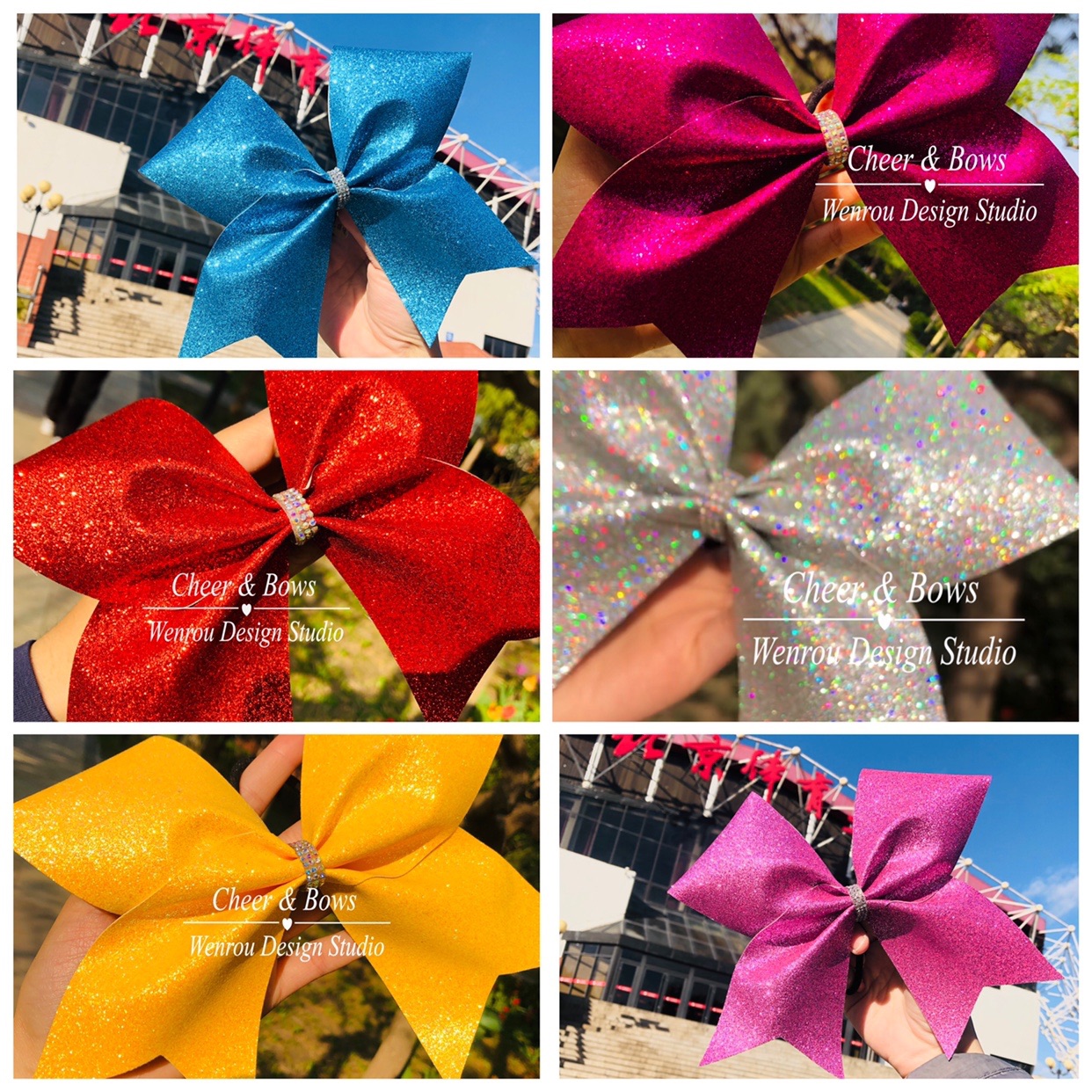 Cheerleader's headwear DIY head flower butterfly knot material silk with fine shiny film parity