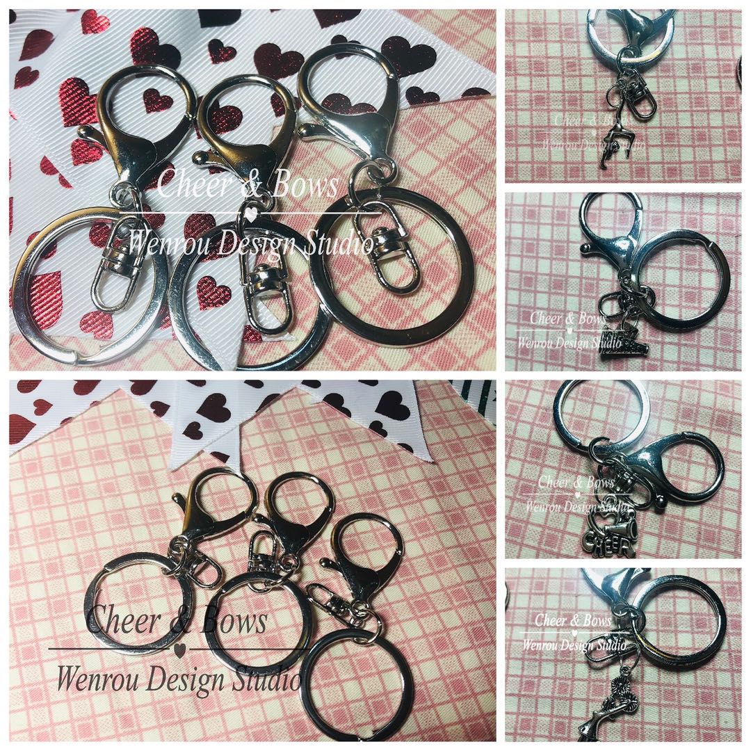 Make bow DIY accessories Silver keychain Lobster buckle pendant