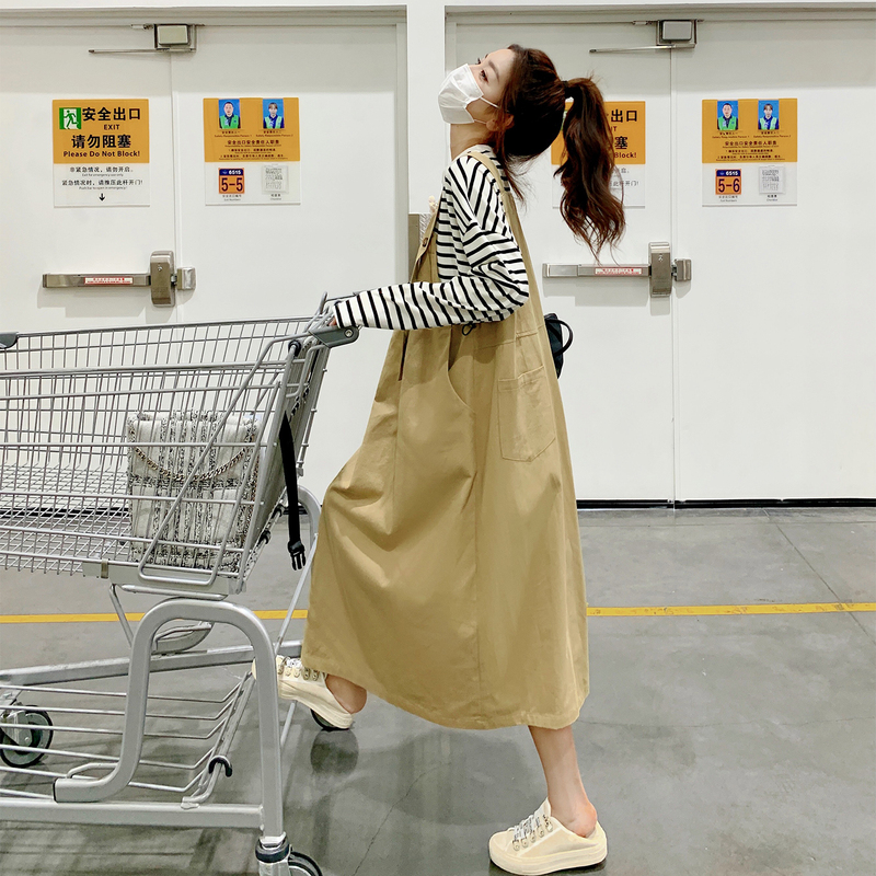 Playful and Age-Reducing Plus-Size Suspender Skirt Set for Women, Spring and Autumn Loose Fit, Suitable for Pregnant Women, Tummy-Covering, Slimming Dress Two-Piece Set Playful and Age-Reducing Plus-Size Suspender Skirt Set for Women, Spring and Autumn Loose Fit, Suitable for Pregnant Women, Tummy-Covering, Slimming Dress Two-Piece Set
