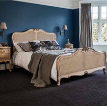 Montgomery Rattan Bed Weathered Mahogany Rattan American Countryside French Retro Bed Antique Log Double Bed