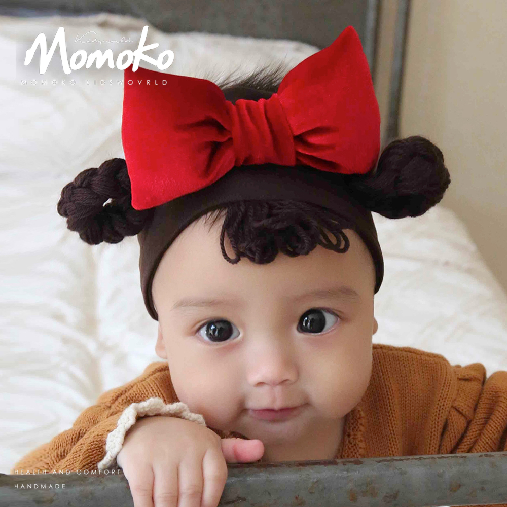 Coffee hemp flower braid butterfly knot spring baby hair with Korean female baby princess 0-3-year-old cute newborn head