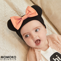 Newborn cute female baby fontanelle hat Autumn and Winter infant princess Mickey hat bow baby hairband headdress