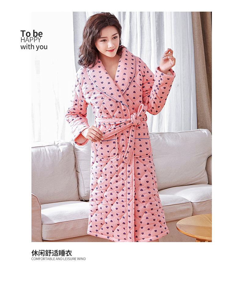 XL áo choàng nữ trung niên 200 pounds cộng với đồ ngủ chất béo cotton mùa đông bông gợi cảm dịch vụ nhà cũ đồ bộ ngủ