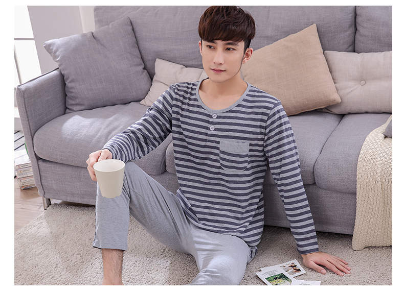 Sinh viên đại học cộng với phân bón XL chất béo 220 kg 5XL mùa xuân và mùa thu mùa hè đồ ngủ cotton cho nam bộ mặc nhà