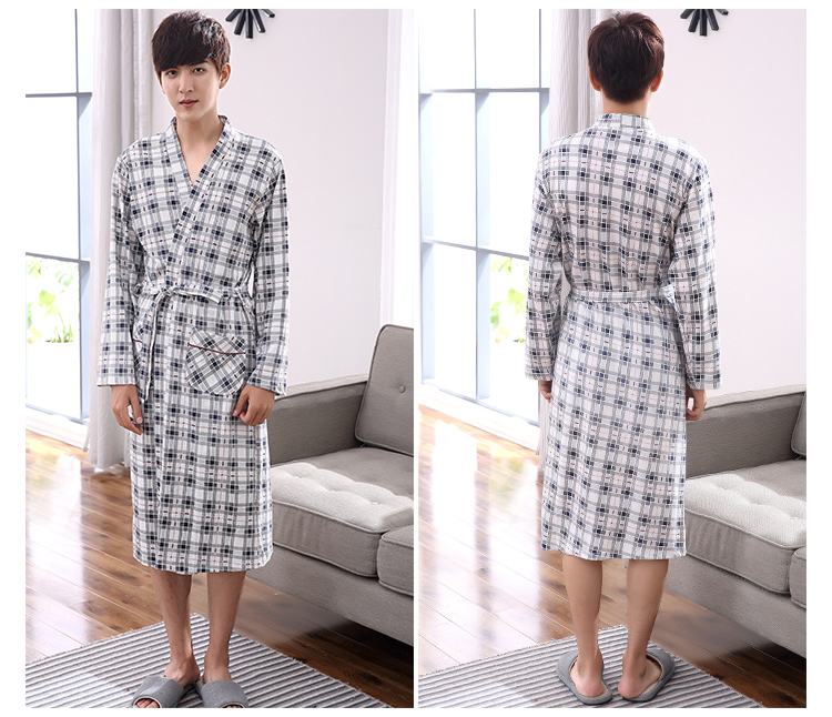 Áo choàng mùa xuân và mùa thu 2017 cho nam mùa hè mỏng phần khách sạn dệt kim cotton Nhật Bản đồ ngủ nam 230 kg cotton áo choàng tắm bộ đồ ngủ nữ cotton