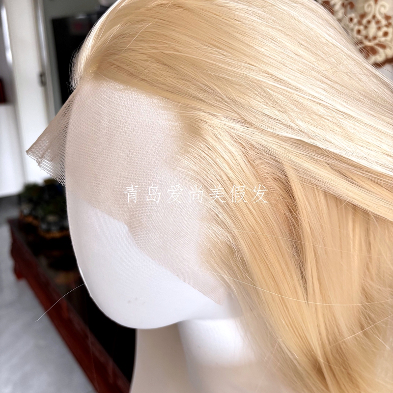 Three-Pointed Long Straight Hair Lace Wig, Platinum Color, Realistic Scalp, Full Head Cover, Daily Cosplay Lolita Universal Wig