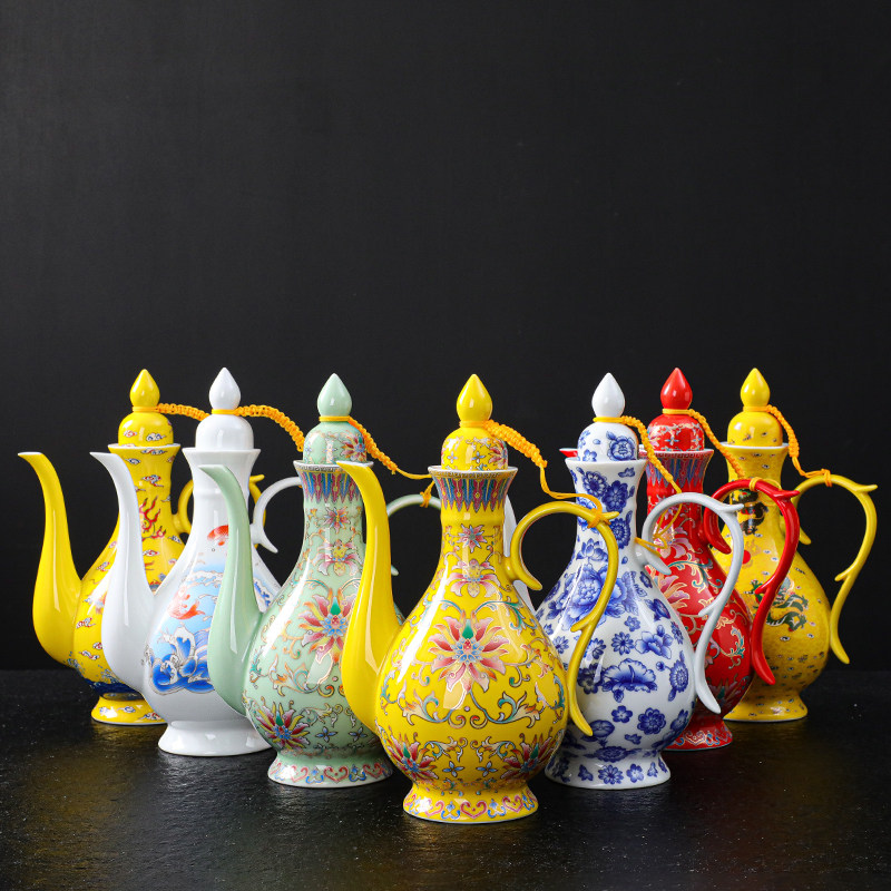 Кувшин для домашнего вина Baijiu, 1 кг, старинный китайский кувшин для розлива с длинным горлышком, керамический диспенсер для вина, набор для вина в античном стиле