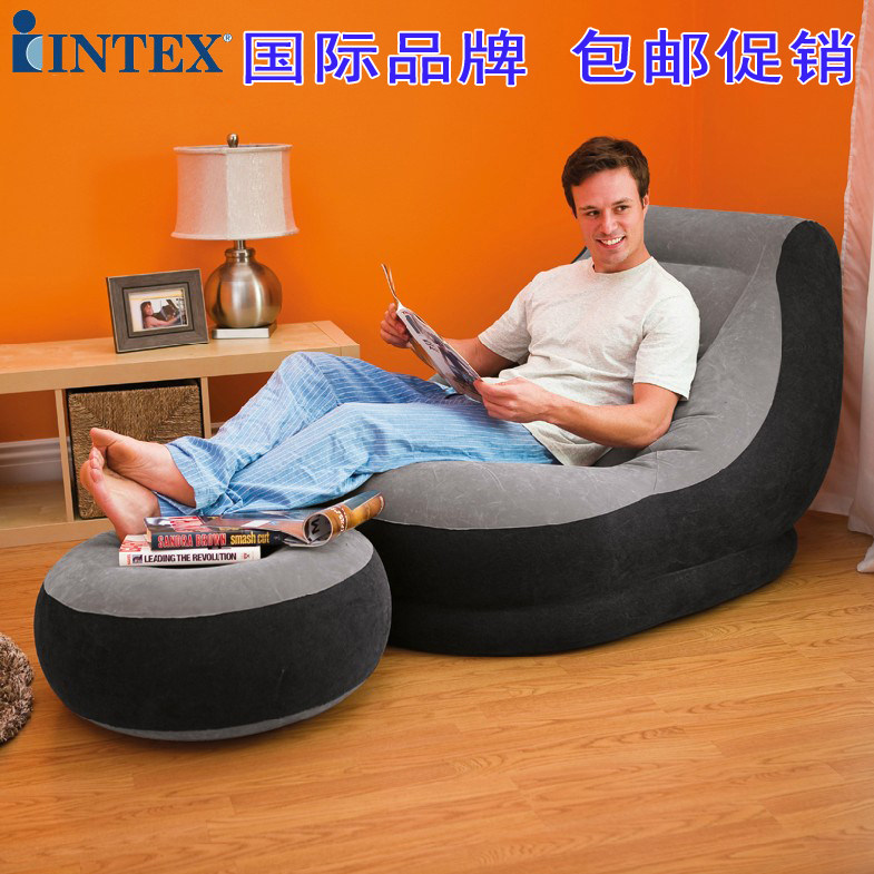 INTEX LUXURY SINGLE INFLATABLE SOFA CREATIVE SLOTH SOFA Sofa Flocking Casual Lounge Couch Tatami