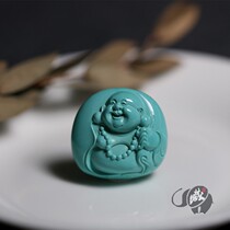 Raw ore turquoise Maitreya Buddha pendant pendant Yajiaoshan high porcelain clean jelly material Works of Sugong Ye Hailin