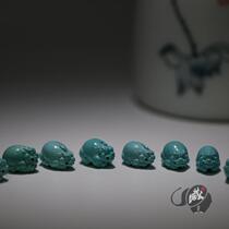 Raw ore turquoise small Pixiu pendant Sugong boutique mini auspicious animal hand-carved piece high porcelain pure jade material