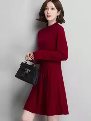 Hengyuanxiang cardigan women's 2021 autumn and winter half high collar pullover sweater skirt medium long loose long sleeve knitted bottom skirt