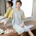 Váy ngủ nữ mỏng mùa hè cotton tinh khiết phiên bản Hàn Quốc dễ thương học sinh đồ ngủ ngắn tay ngắn tay có thể mặc ngoài phục vụ tại nhà - Đêm đầm