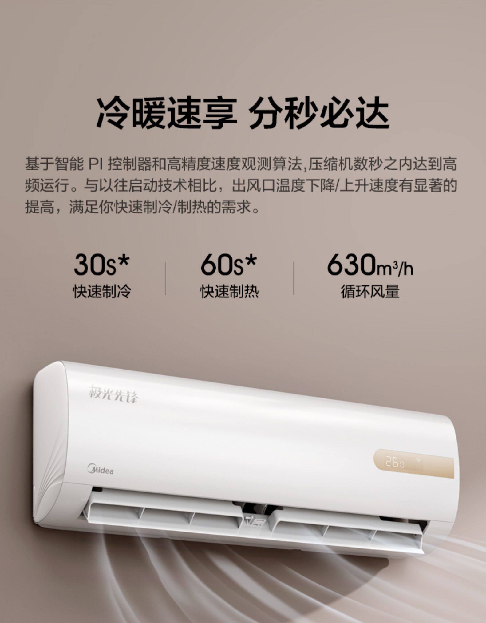 Midea/美的 大1.5匹 壁挂式 冷暖空调 一级能效 智能防直吹 图5