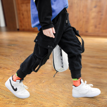 Net Red Boy pants autumn foreign style tide overalls 2021 new childrens leisure Korean loose middle child