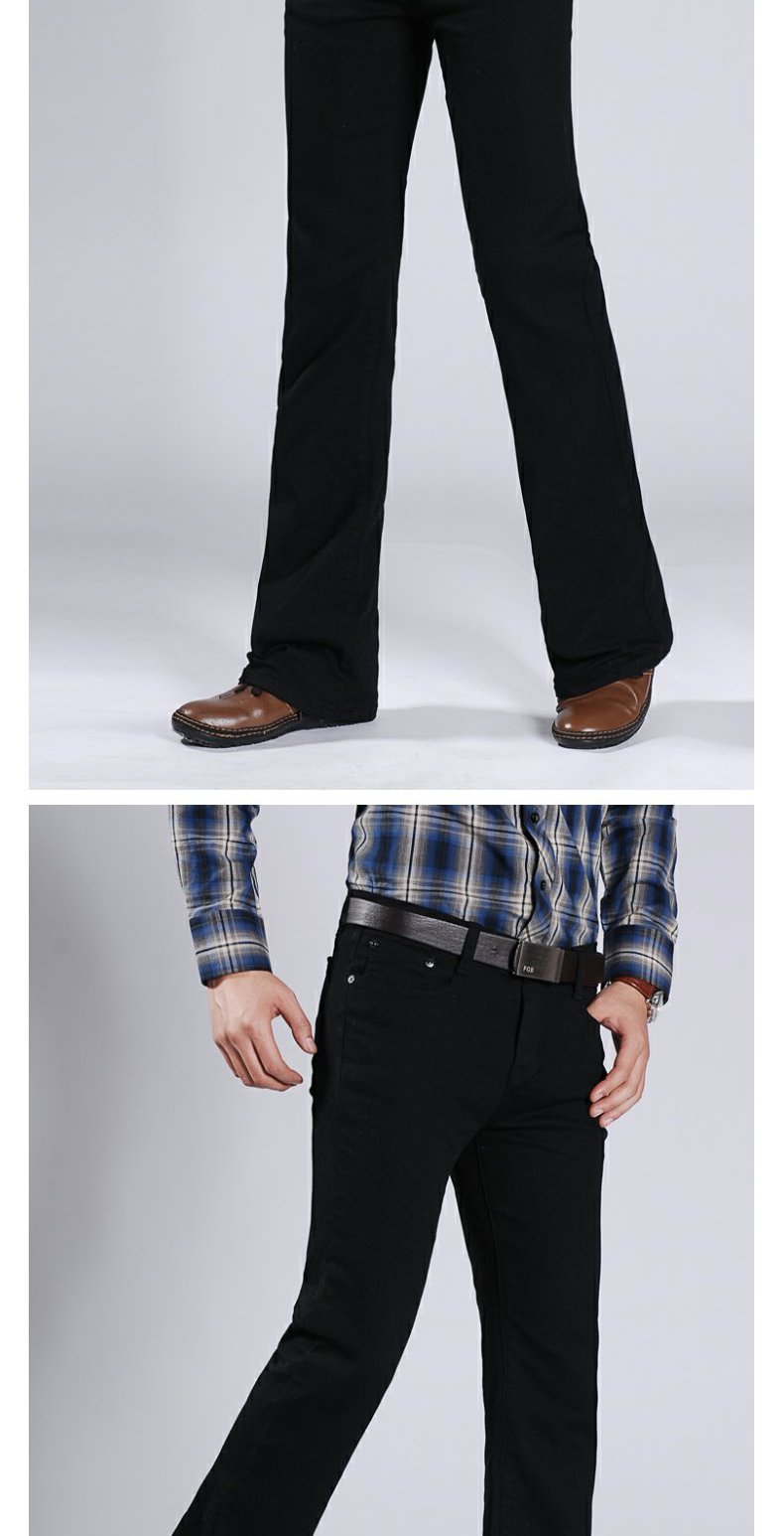 Mùa thu và mùa đông nam mới nam denim quần chuông chuông phiên bản Hàn Quốc của quần jeans ống đứng màu đen quần co giãn màu đen quần đùi