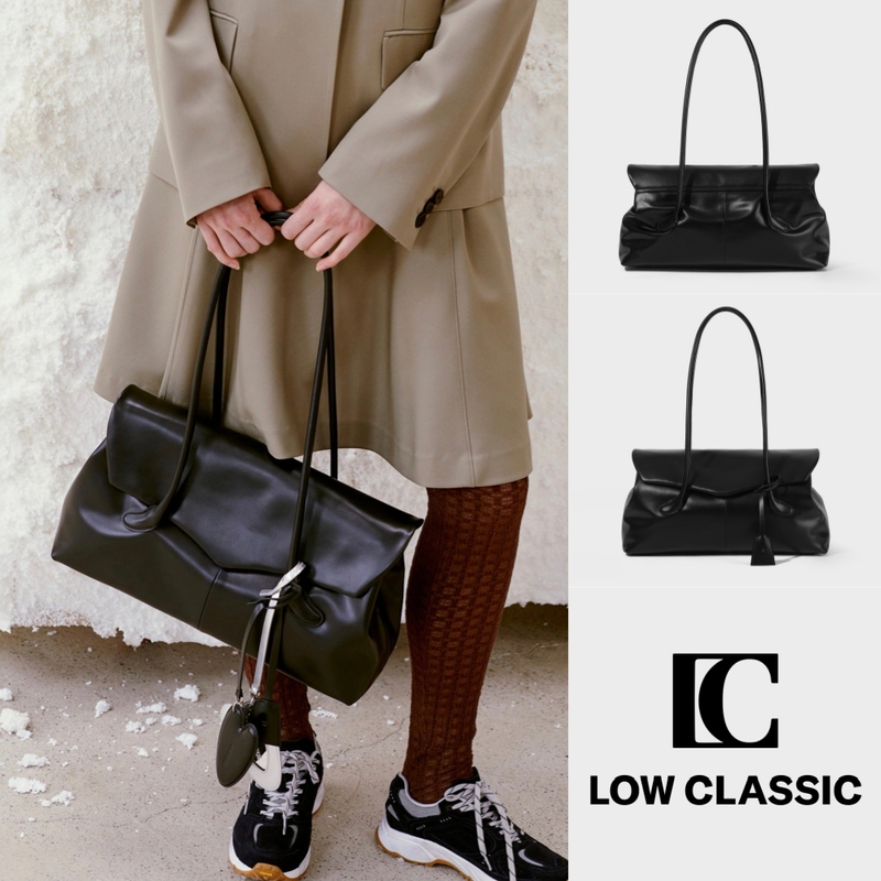Korean Genuine Low Classic Flip-Top Leather Charm Magnetic Closure Tote Bag Handbag Shoulder Bag Women's Bag