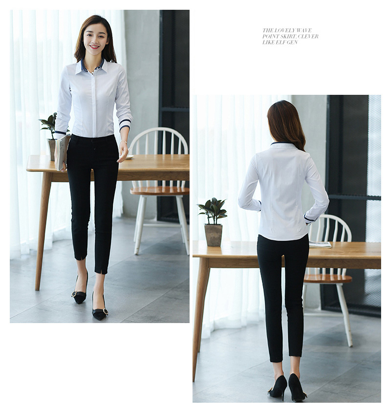 Xuân 2018 mới áo dài tay cotton chuyên dụng dụng cụ áo sơ mi trắng cổ áo Slim phiên bản màu Hàn Quốc mỏng Áo sơ mi trắng nữ form rộng tay dài