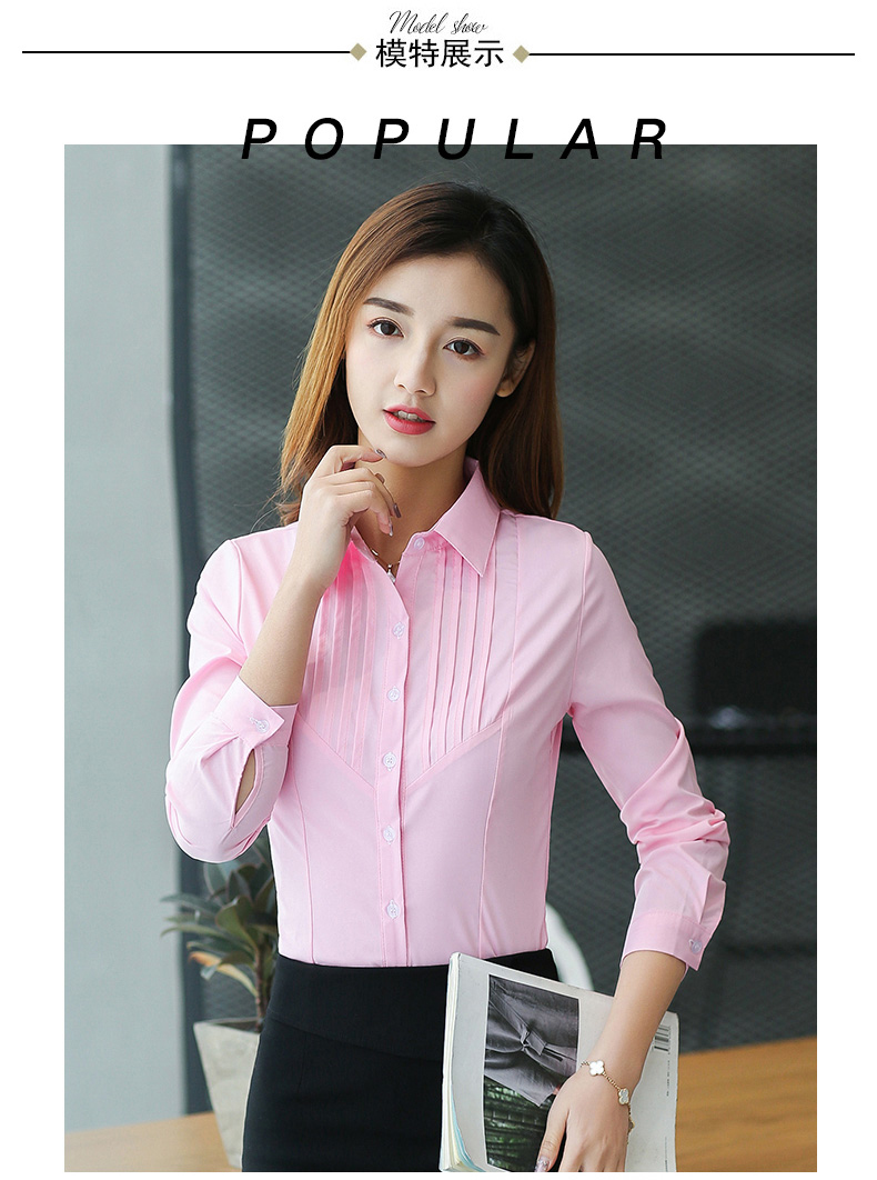 Mẫu mới xuân hè 2018 dành cho nữ chuyên nghiệp chạm đáy quần áo nữ dài tay cổ trắng và đen Slim OL phiên bản Hàn Quốc cỡ lớn áo sơ mi trắng nữ
