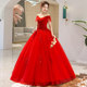 Pregnant women's main wedding dress 2023 new one-shoulder red bridal dress large size small person's high-end feeling when going out to welcome guests