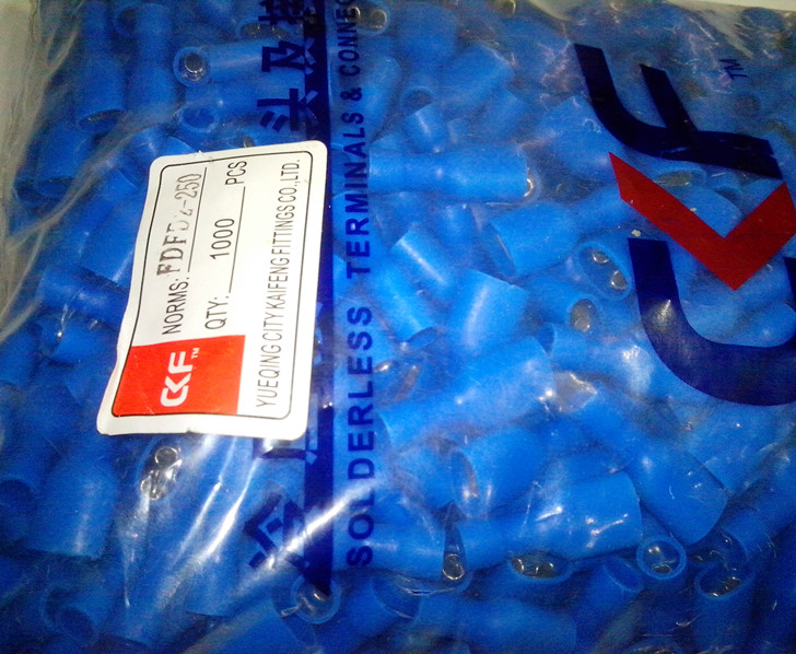 Fully insulated sheath plug spring cold-pressed terminal FDFD 2-250 (6 3) terminal 1000 packs