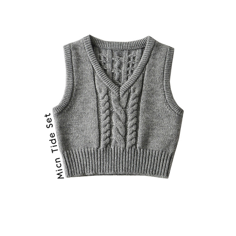 Korean Girl Group Style Sweater Knitted Vest for Women, New Spring Outerwear, Inner Layer Vest, Cardigan, Paired with Jk Uniform Top