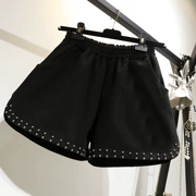 Quần short nữ size lớn 2018 thu đông mẫu mới phiên bản Hàn Quốc của quần ống rộng hoang dã chất béo mm bên ngoài mặc quần len ống rộng