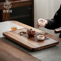  Shiliju Simple modern Chinese style solid wood tea tray Water storage drawer drainage large heavy bamboo tea table Household tea sea