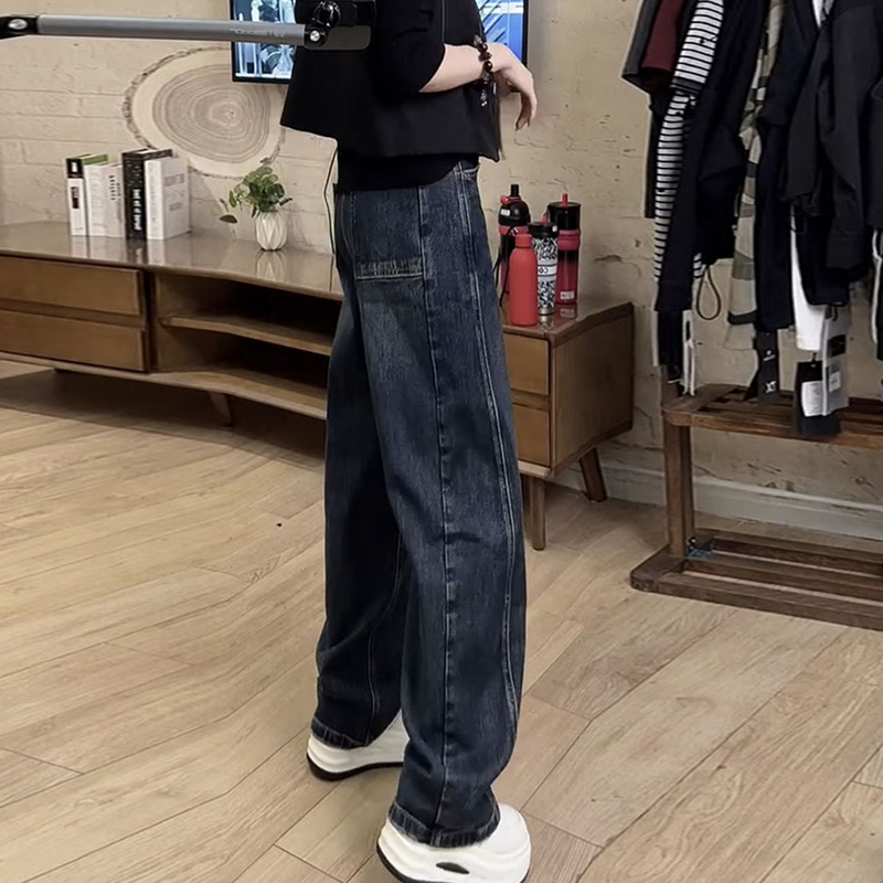 Loose Straight-Leg Jeans for Women, New Autumn and Winter Wide-Leg Scimitar Pants, Pear-Shaped Body, Plus Size, Slimming Narrow-Leg Long Pants