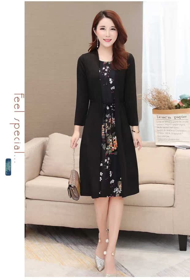 Ba mươi bà mẹ mùa thu giả hai chiếc đầm cỡ lớn 40-50 tuổi 2018 mới phù hợp với thời trang nữ trung niên đầm trung niên đẹp
