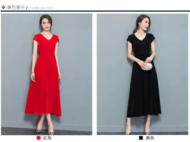Mùa hè 2018 mới cực rộng kích thước lớn của phụ nữ cộng với chất béo cao mm eo dài đầm voan mỏng đầm dài cho người lớn tuổi