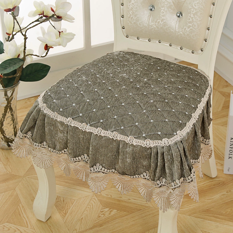 Ghế ăn đơn giản chenille đệm vải ren bàn và ghế đệm phân đệm chống trượt nhà ghế đệm móng ngựa đệm - Ghế đệm / đệm Sofa