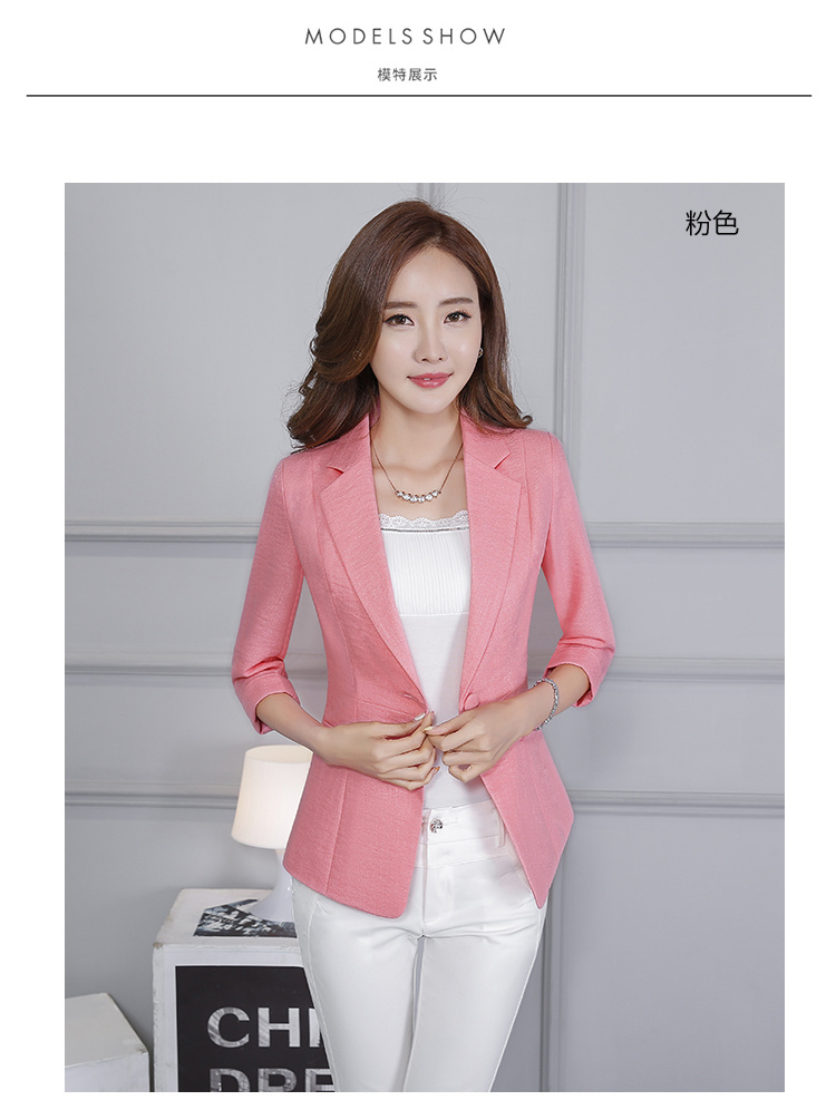 Mùa hè 2017 mới cotton và vải lanh tay áo nhỏ phù hợp với nữ thường mỏng phần một nút bảy tay áo phù hợp áo vest blazer nữ