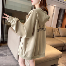 Maternity suit autumn and winter Internet celebrity plus velvet thickened sweatshirt 2022 new top loose winter cardigan jacket for women