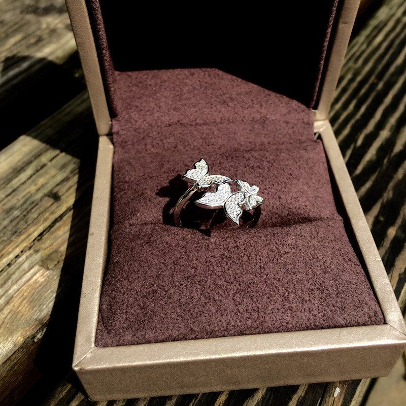 All-over S925 sterling silver butterfly ring women's niche design high-end index finger ring fashionable personality versatile ring