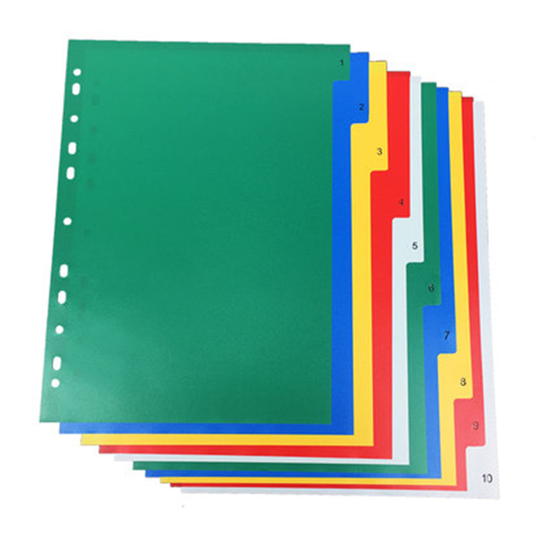 Plastic paginated paper 10 Color paginated paper Plastic Sepp Paper Index Paper A4 Classified Paper Loose-leaf separated page A4 Separated Page Paginated Labels Folder Sepp page Paper Index
