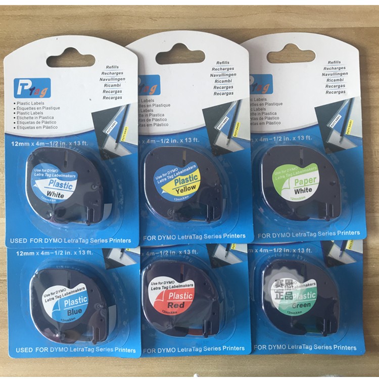 DYMO label with LetraTagLT-100H easy to paste PlasticWhite91201 white yellow red green blue