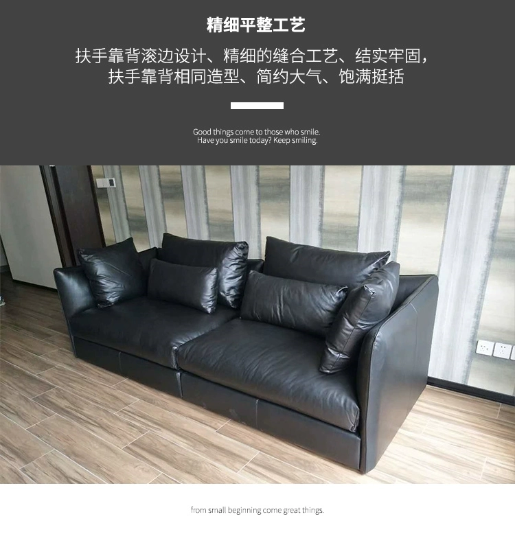 sofa da lớp đầu tiên của nội thất da phòng khách, sofa da De Mi Rui Chí Chí BOB nhà ánh sáng sang trọng sofa tối giản - Ghế sô pha