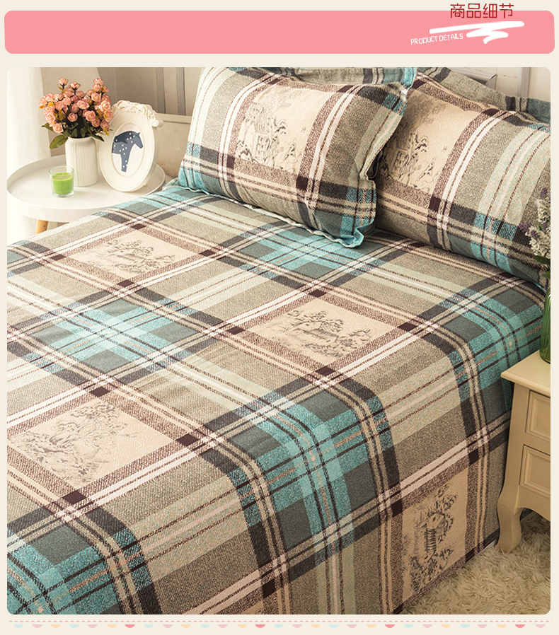 Khăn trải giường bằng vải cotton dài 1,8m1,5 mét mới đơn giường đôi bằng vải cotton dày đơn - Khăn trải giường bộ ga giường cao cấp