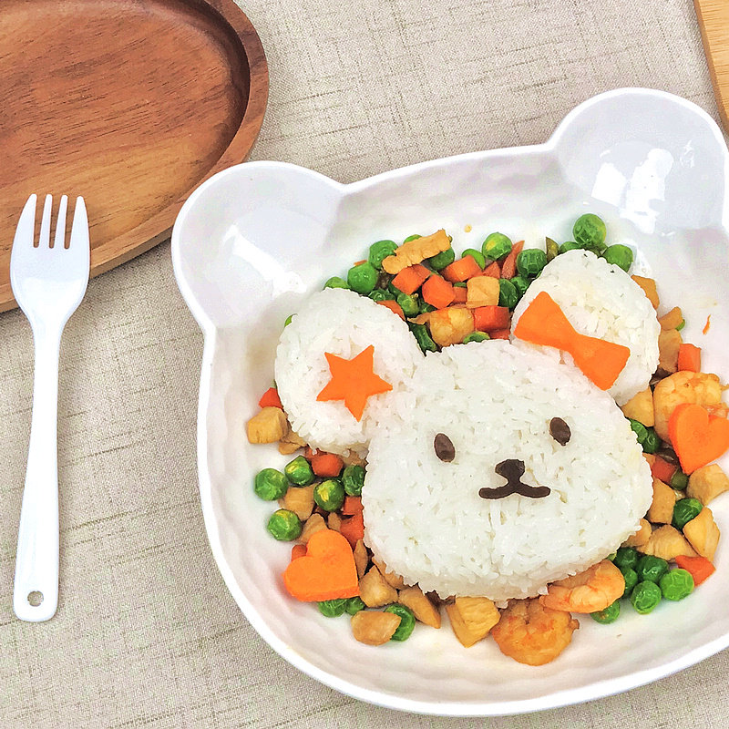 [USD 15.42] Cute big ear bear rice ball mold with pressure plate Bear ...