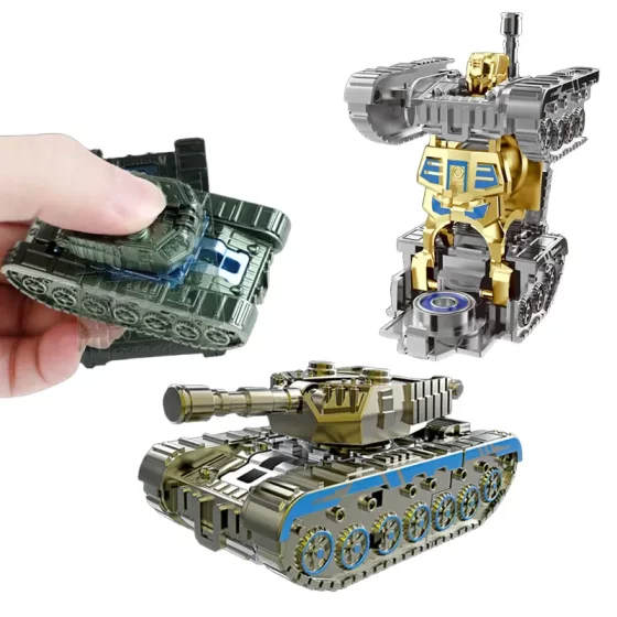 爆款儿童创意机甲仿真坦克变形机器人指尖陀螺解压发泄玩具