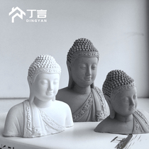 Chinese style Zens cement Buddha head like fish tank microscape building view home Xuanguan desktop figure decoration pendulum piece