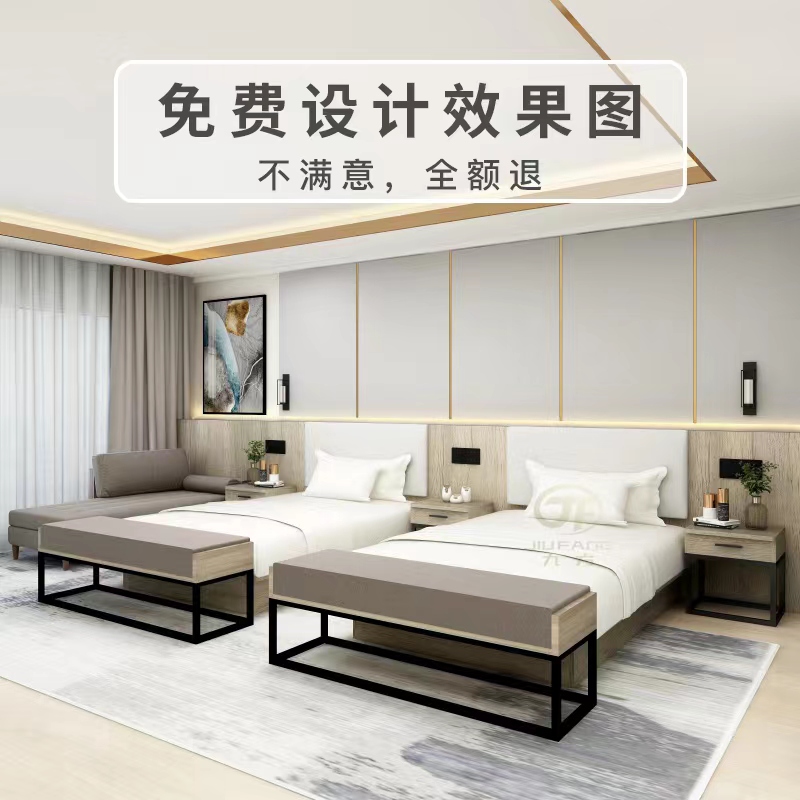 Hotel bed, hotel furniture, standard room, full set of single room, serviced apartment, full set of metal modern homestay customization