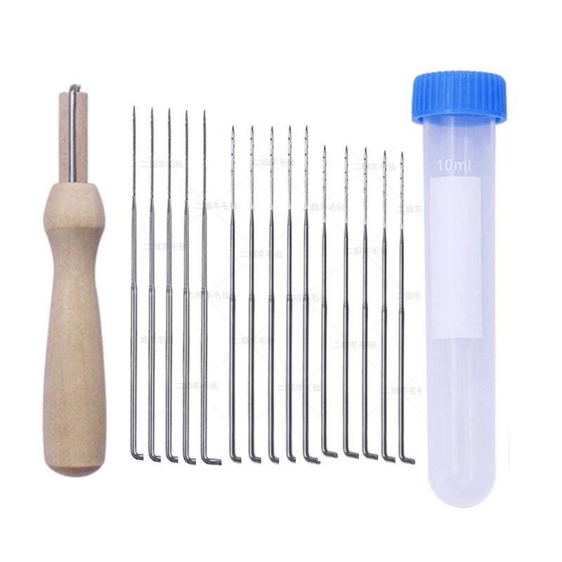 Wool Felt Needle Felting DIY Craft Tool Set, Felting Needles, Wooden Handle Single Needle Pen, Three-Needle Pen, Accessories