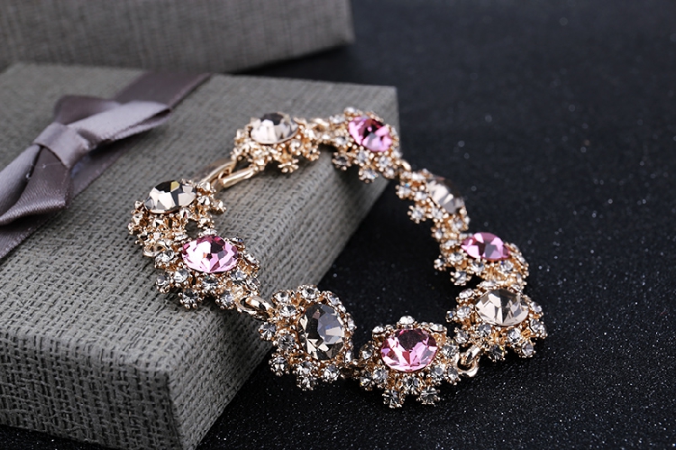 Hàn quốc Siêu Đèn Flash Rhinestone Retro Bracelet Phụ Nữ Thời Trang Pha Lê Tay Trang Sức Quà Tặng Net Vòng Đeo Tay Màu Đỏ Sen Vòng Tay Vòng Tay