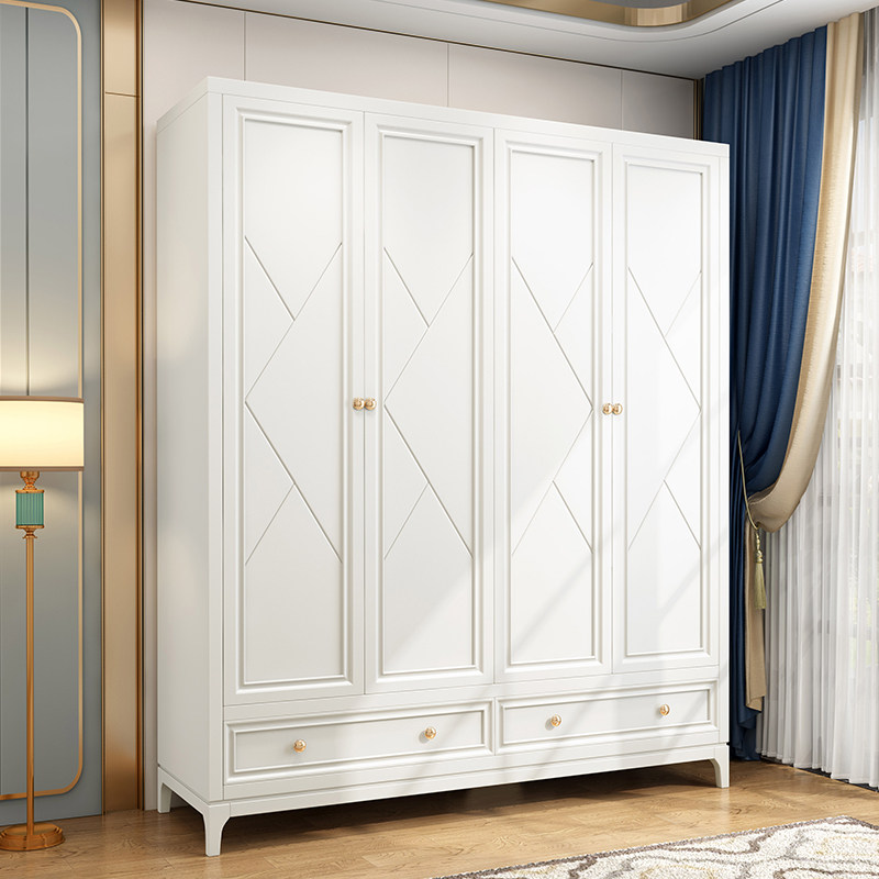 American country overall large wardrobe solid wood wooden bedroom 3 four or five door combination wardrobe rubber wood white wardrobe