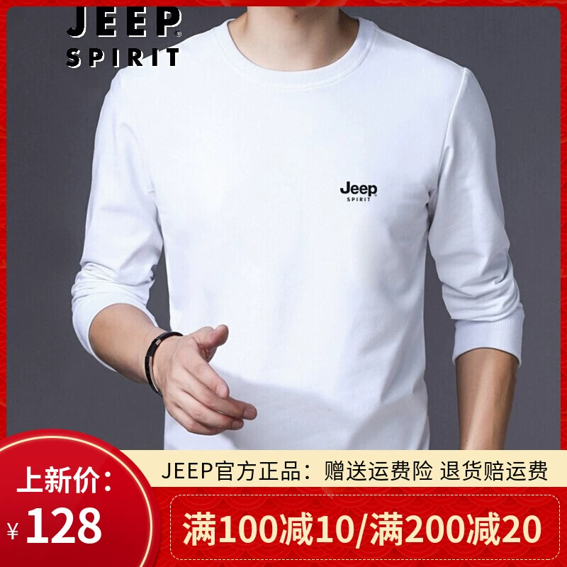 JEEP Jeep Nam Áo thun dài tay Áo len Nam Áo khoác nam cổ tròn Bên trong và Bên ngoài Mặc hàng rào Mùa thu Đông Thể thao Giải trí - Thể thao lông cừu / jumper