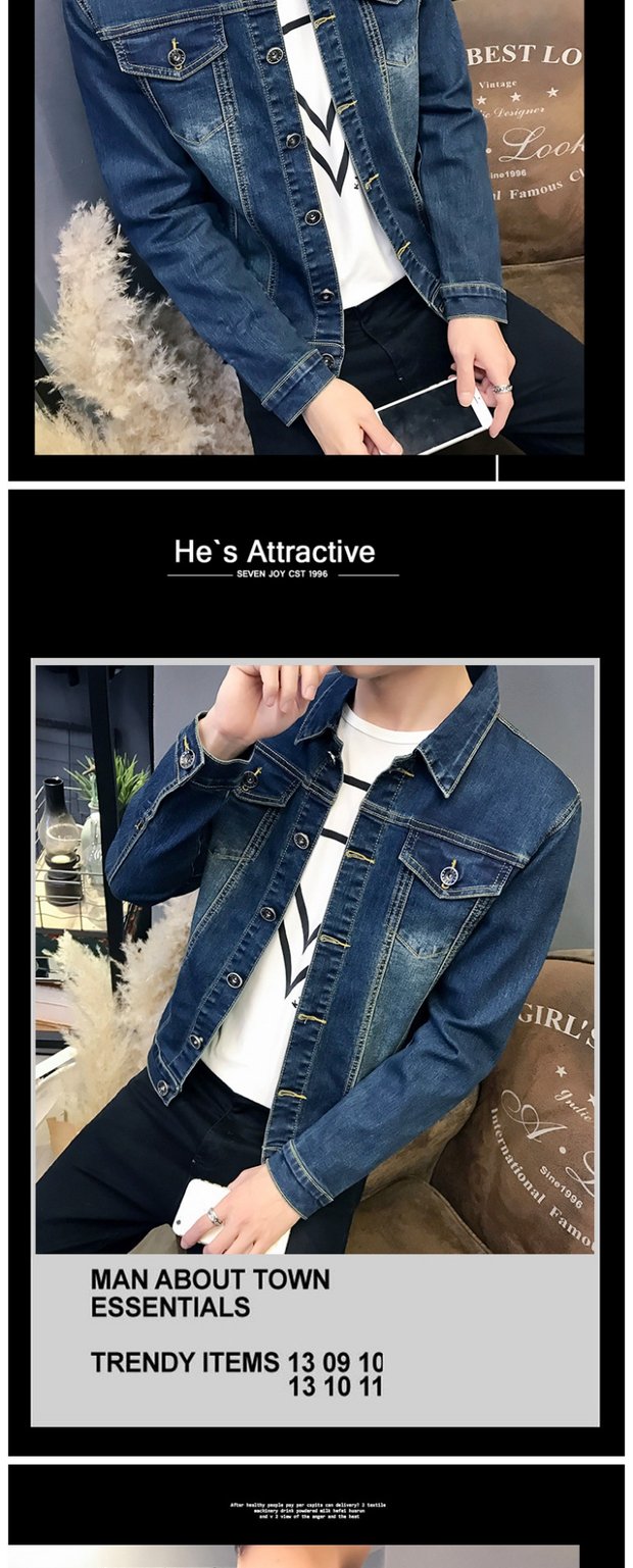 Áo khoác denim nam mùa xuân và mùa thu mới - Cao bồi thời trang năm 2021	