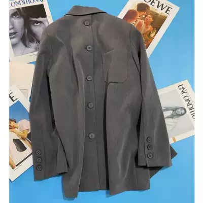 2021 Spring and Autumn new gray blazer women's advanced sense back button personality fashion suit senior sense tide