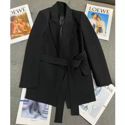 Black blazer women spring and autumn 2021 New Korean slim lace net red small man suit design sense tide