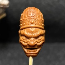 Evil God of Wealth Handpiece Olive Stone Carved Personalized Toy Single Seed Pendant Hand Twist Running Ring Accessories